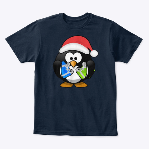 Christmas Penguin New Navy T-Shirt Front
