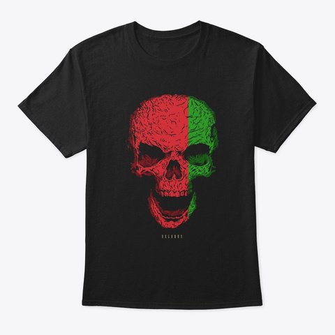 Skull Belarus Flag Skeleton Black Camiseta Front
