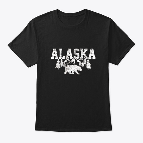 Alaska Bear Ice Mountains Forest Hunting Black T-Shirt Front