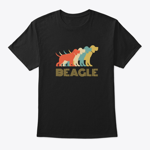 Beagle Dog Breed Vintage Look Silhouette Black T-Shirt Front