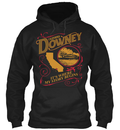 California Downey It's Where My Story Begins Black T-Shirt Front