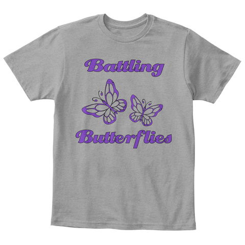 Battling Butterflies Light Heather Grey  T-Shirt Front