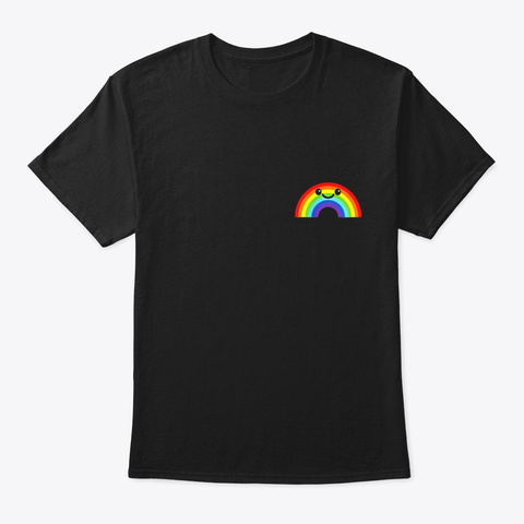Pocket Rainbow Lgbt Pride Shirt Gay Love Black T-Shirt Front