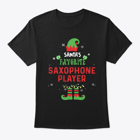 Santa's Favorite Saxophone Player Tee Black T-Shirt Front