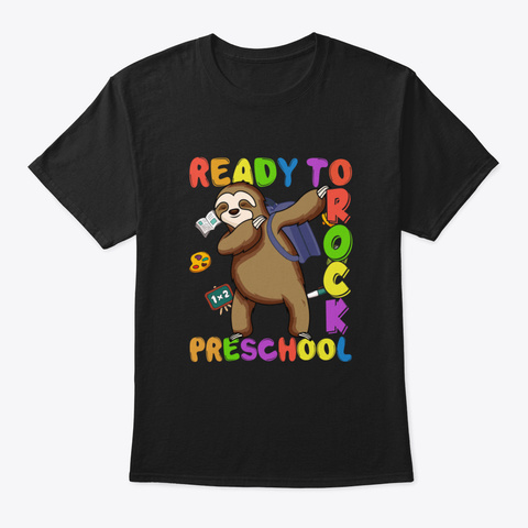 Dabbing Preschool Grade Sloth Back To Sc Black T-Shirt Front