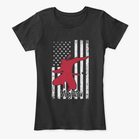 American Flag Ninjutsu Ninja Fan Gift Black T-Shirt Front