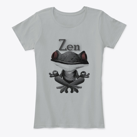 Zen Frog Meditation Grey T-Shirt Front