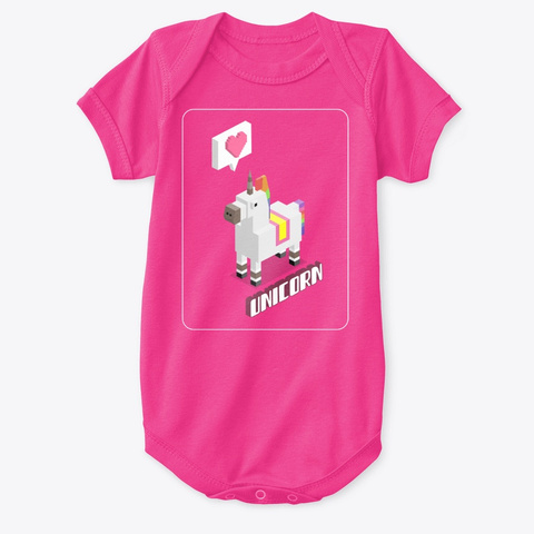 Kid Unicorn Onesie Hot Pink T-Shirt Front