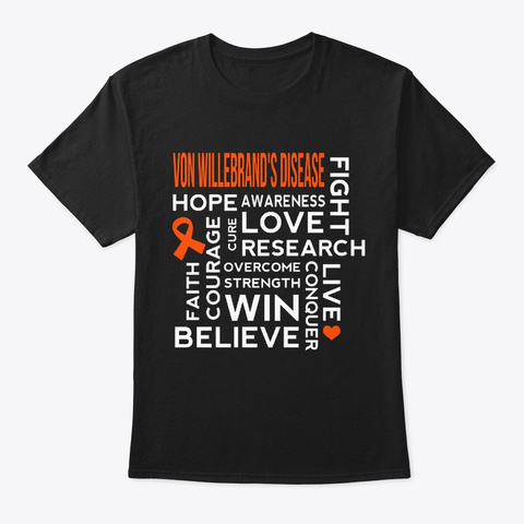Von Willebrand's Disease Fight Hope Live Black T-Shirt Front