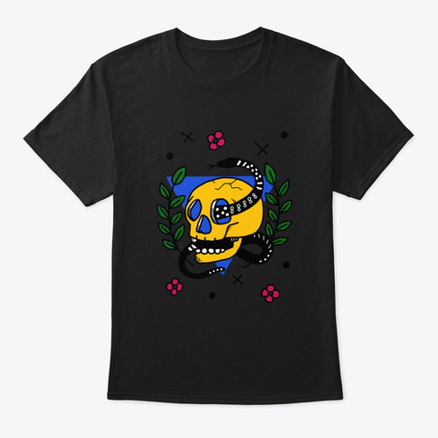 Memento Mori Skull And Snake Color Black Camiseta Front