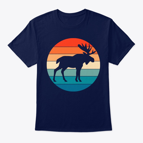 Vintage Retro Moose Lover Navy T-Shirt Front