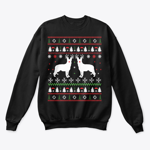 German Shepherd Reindeer Jet Black T-Shirt Front
