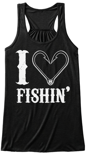 I Live Fishin' Black T-Shirt Front