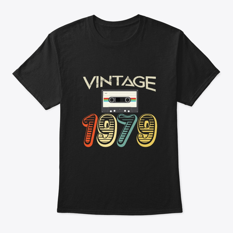 41th Birthday Gift Vintage 1979  Black T-Shirt Front