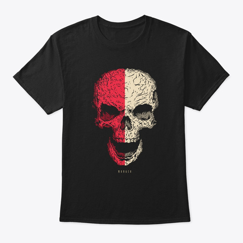 Skull Monaco Flag Skeleton Black T-Shirt Front