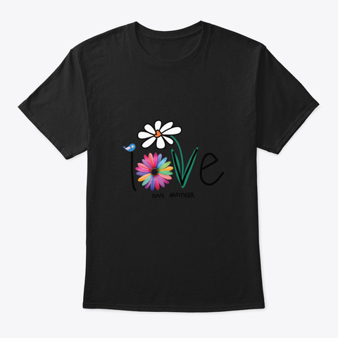 Love One Another Hippie Black T-Shirt Front