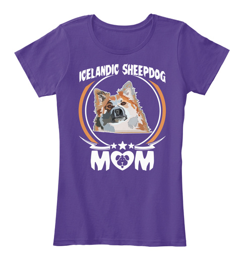 Icelandic Sheepdog Mom T Shirt Mothers Purple T-Shirt Front