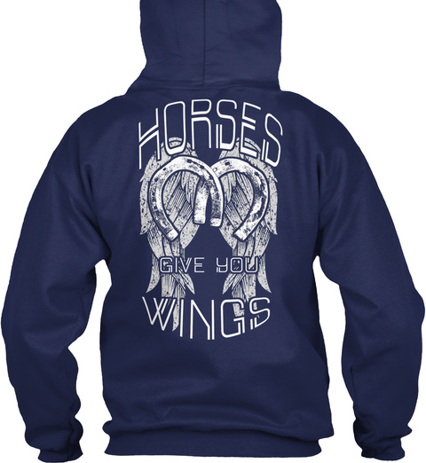 Horses Give You Wings Navy T-Shirt Back