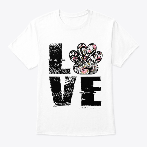 Dog Love White T-Shirt Front