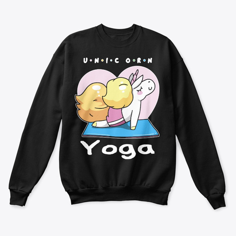 Funny Yoga Unicorns Art Black T-Shirt Front