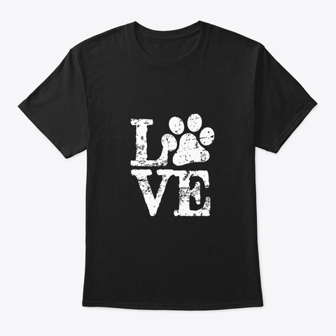 Love Sign Dog Paw, Dog Lovers Black T-Shirt Front