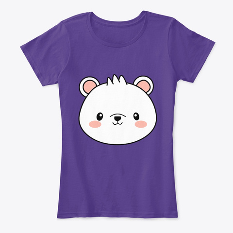 Kawaii Polar Bear Purple Camiseta Front