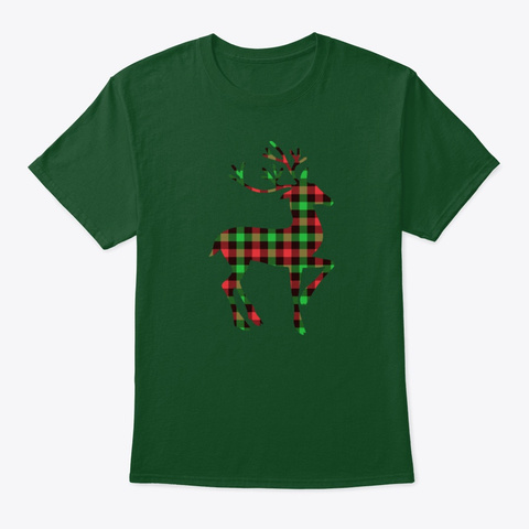 Plaid Deer Christmas Shirt Deep Forest T-Shirt Front