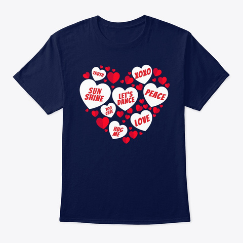 Valentines Day Heart Candy For School An Navy T-Shirt Front