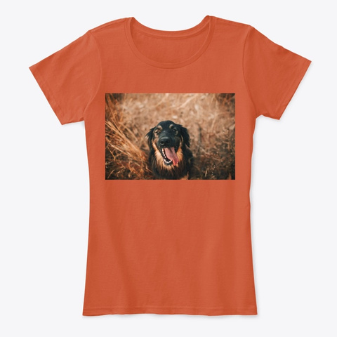 Adorable Puppy  Deep Orange T-Shirt Front