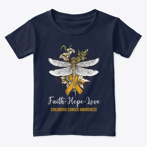 Faith Hope Love Childhood Cancer Warrior Navy  T-Shirt Front