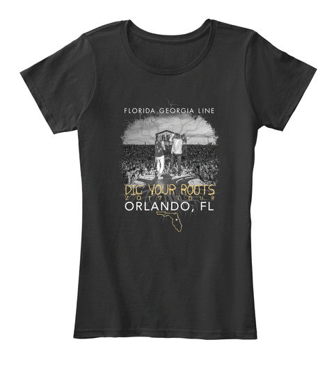 Florida Georgia Line Official Tour Apparel   Orlando, Fl Black T-Shirt Front