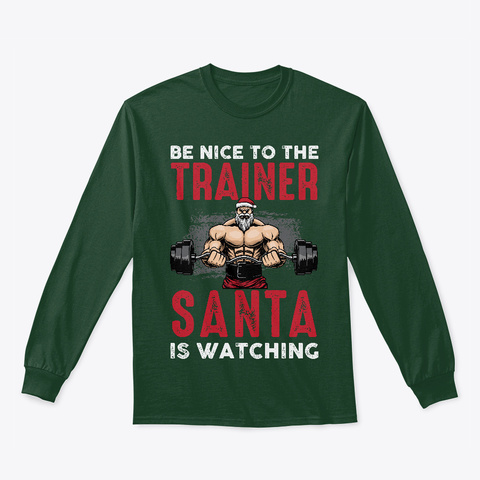 Trainer Santa Workout Christmas Shirt Forest Green T-Shirt Front