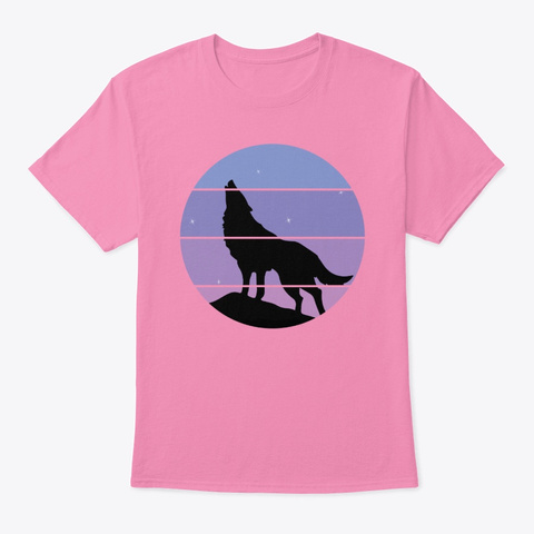 Howling Wolf Retro Style Pink T-Shirt Front