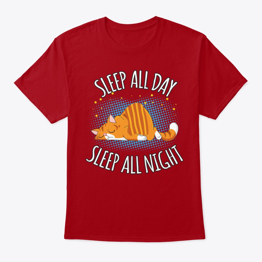 Sleep All Day Sleep All Night - Lazy Cat Unisex Tshirt