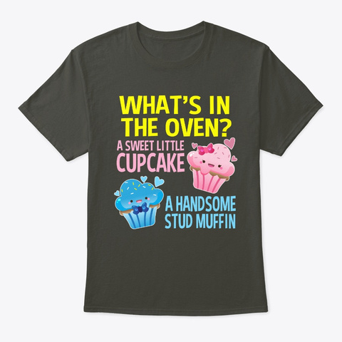 Cupcake Or Muffin Gender Reveal Party Smoke Gray T-Shirt Front