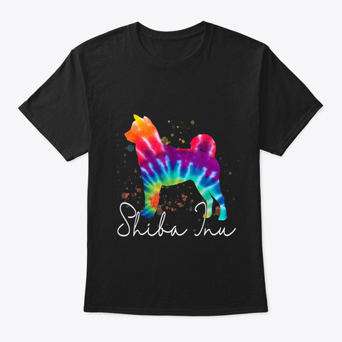 Shiba Inu Tie Dye Rainbow Dog Lover Black áo T-Shirt Front