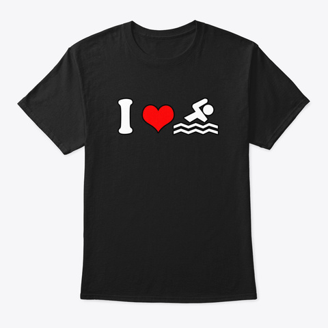 I Love Swimming Zadun Black T-Shirt Front