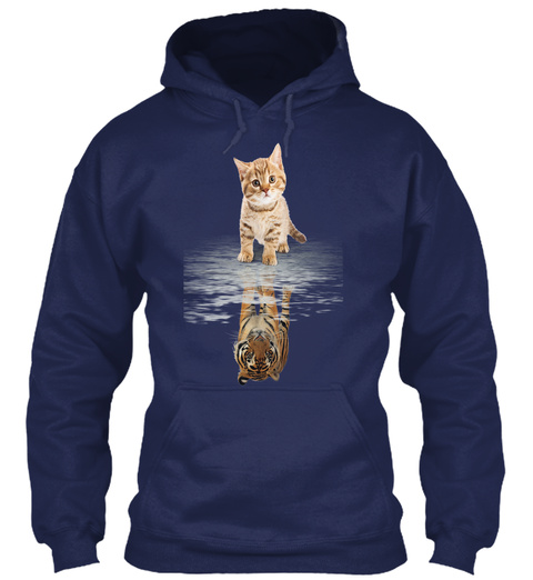 Cat And Tiger! Hoodies! Navy T-Shirt Front
