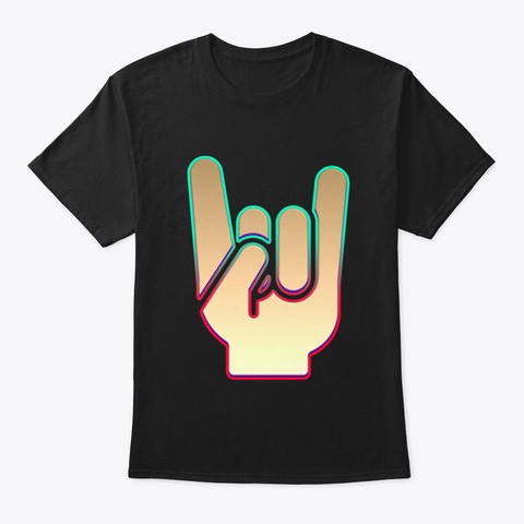 Rock ‘N’ Roll Contrast Art Black T-Shirt Front