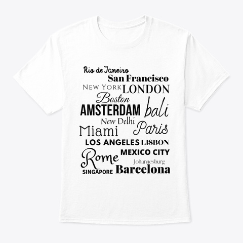 World's Cities White T-Shirt Front