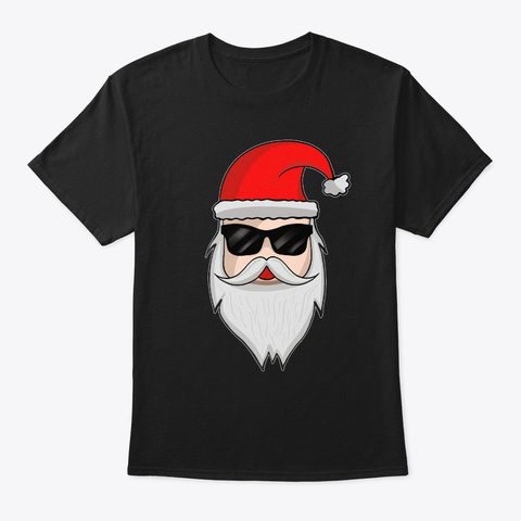 Cool Santa Claus   Christmas Sunglasses Black T-Shirt Front