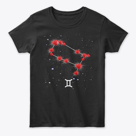Gemini Constellation Valentine's Day Tee Black Camiseta Front