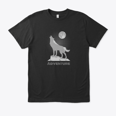 Adventure Nature Lover Wolf Black T-Shirt Front