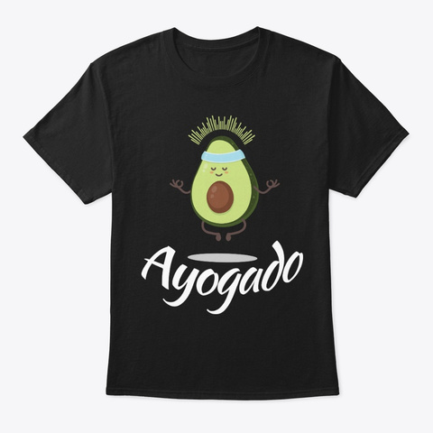 Ayogado | Yoga Avocado Black T-Shirt Front