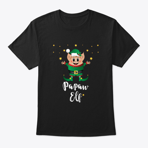 Papaw Elf Christmas Elves Xmas Matching  Black T-Shirt Front
