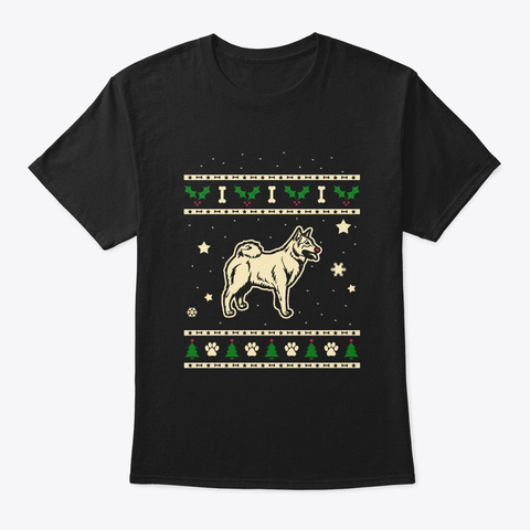 Christmas Norwegian Buhund Gift Black T-Shirt Front