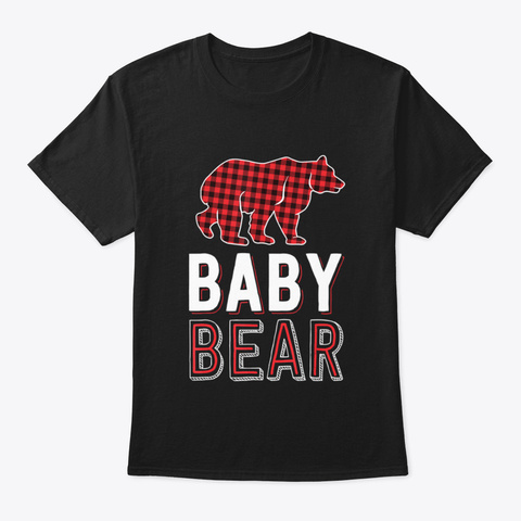 Baby Bear Kids Red Buffalo Plaid Matchin Black T-Shirt Front