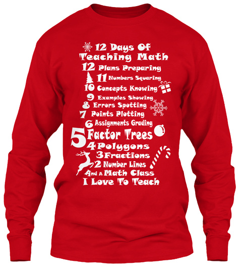 12 Days Of Teaching Math 12 Plans Preparing 11 Numbers Squaring10 Concepts Knowing9 Examples Showing8 Errors... Red T-Shirt Front