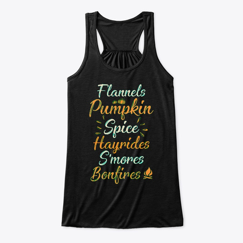 Flannels Pumpkin Spice Hayrides Autumn Black T-Shirt Front