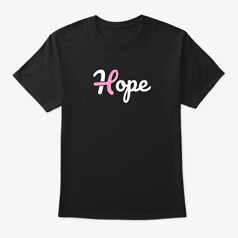Breast Cancer Hope Ribbon Black T-Shirt Front